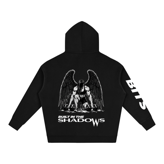 Womens Black Angel Oversized Fleeced Hoodie