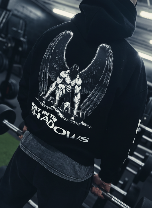 Oversized Mens Hoodie Angel Wings Weightlifter