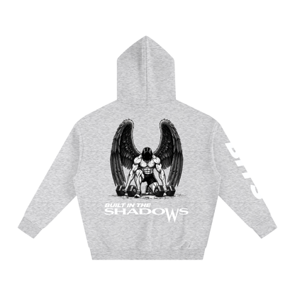 Grey Gray Oversized Mens Hoodie Angel Wings Weightlifter  BACK