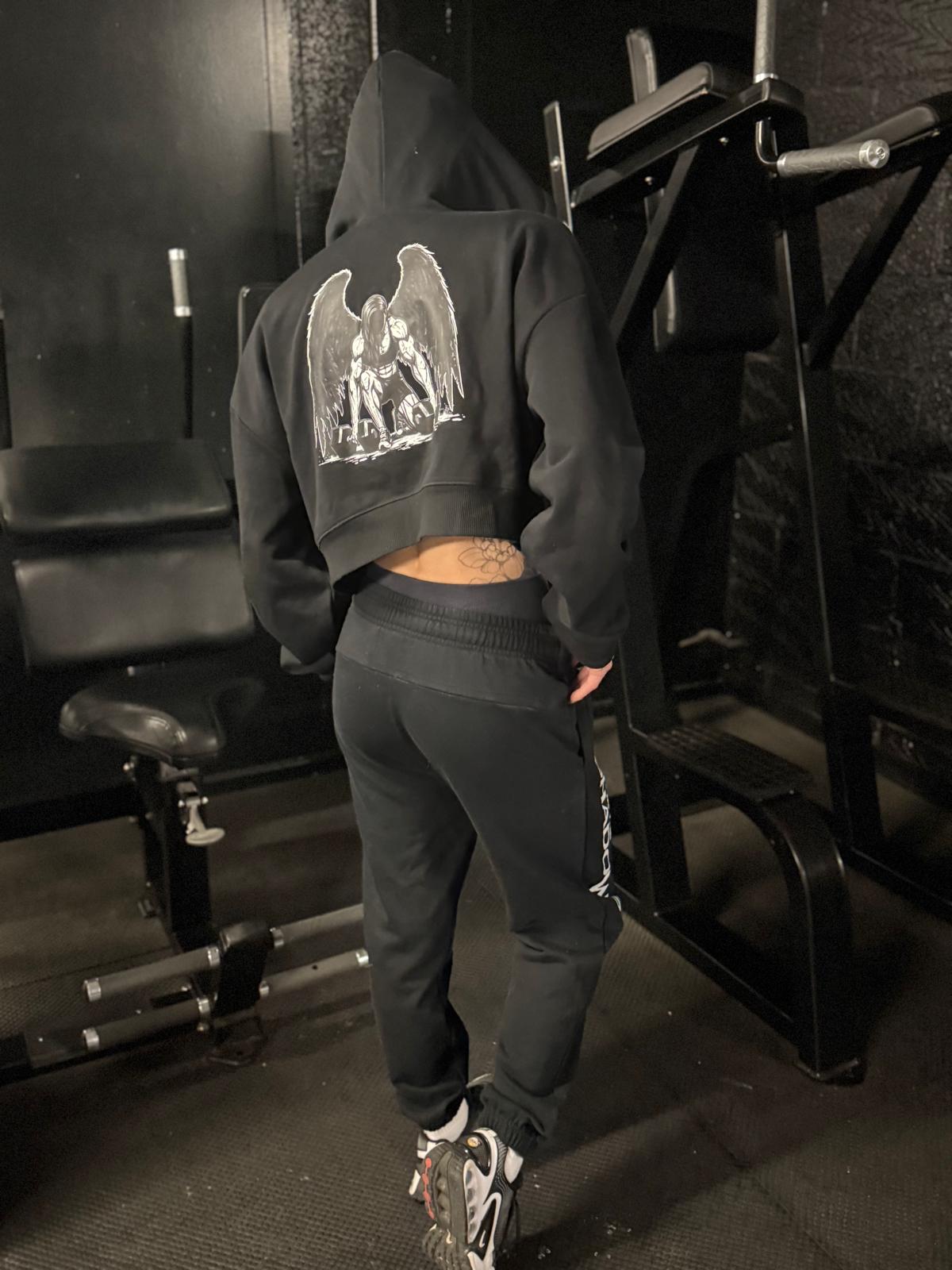 Cropped  Full Zip Womens Hoodie Angel Weightlifter