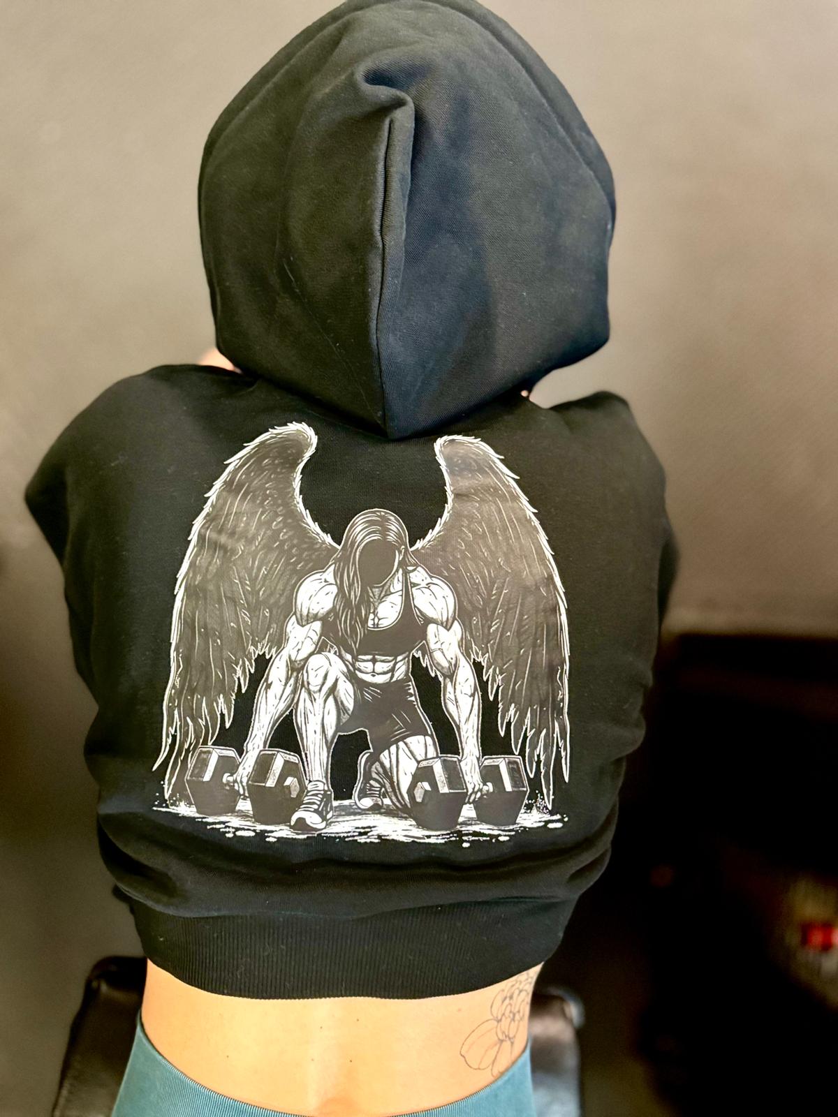 Cropped  Full Zip Womens Hoodie Angel Weightlifter