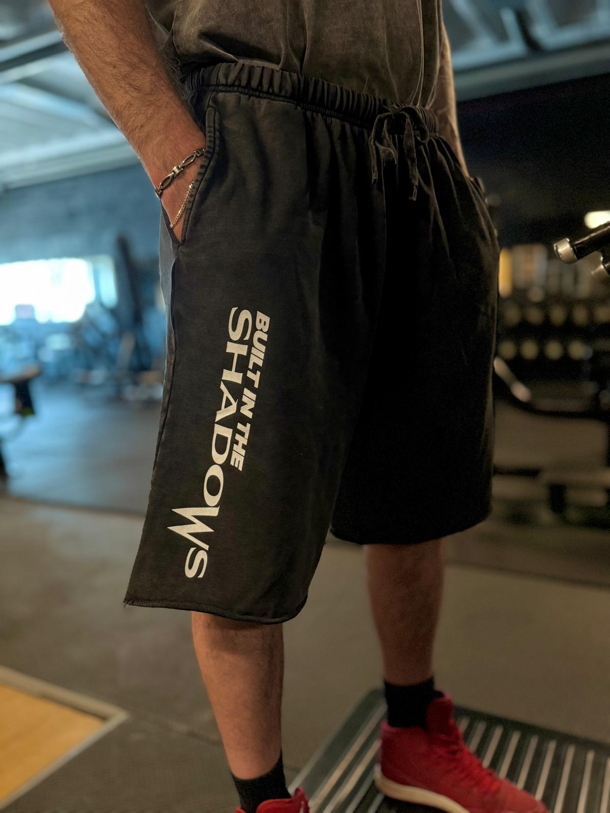 Mens Jogger Shorts in Washed Black