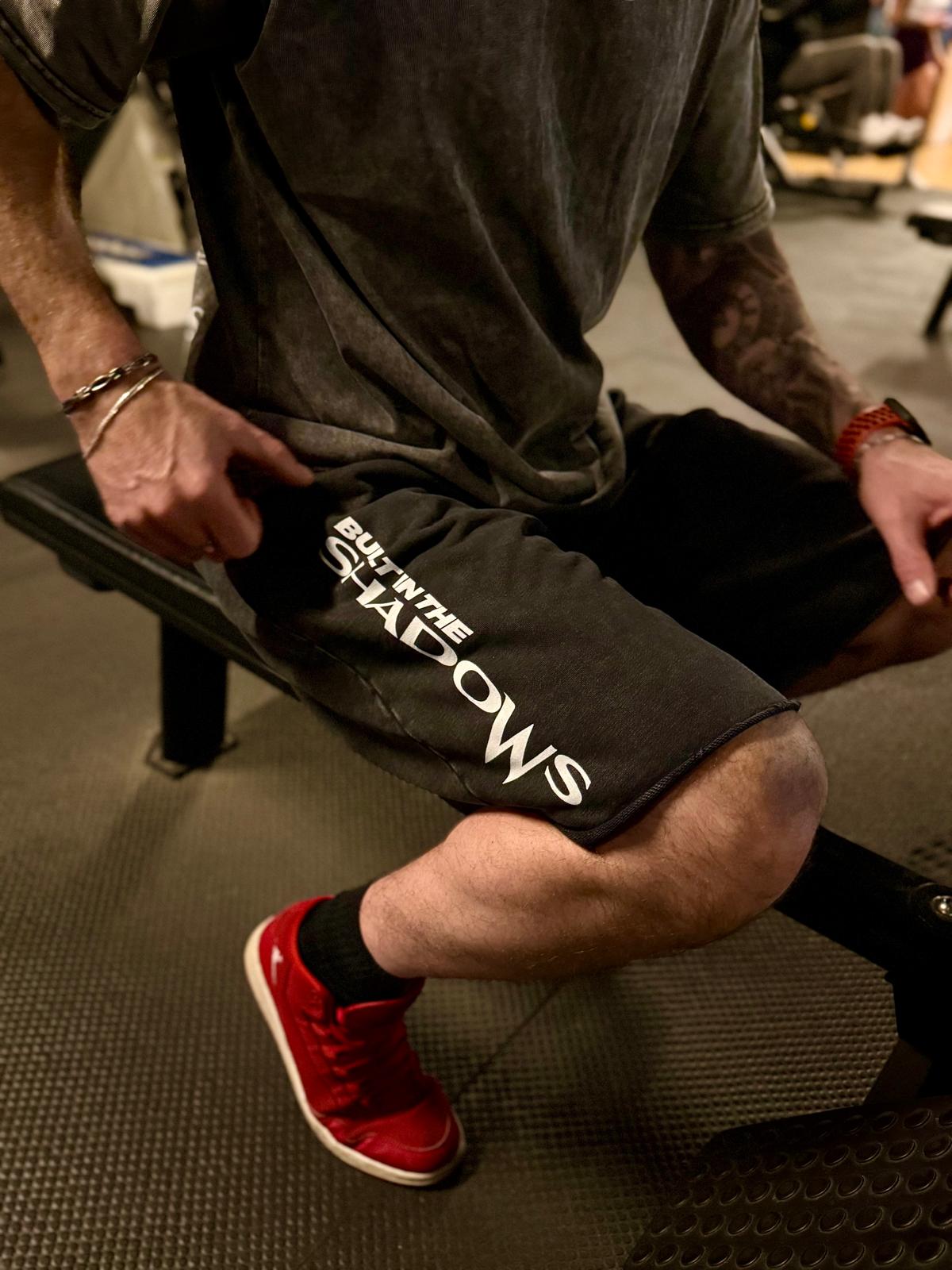 Mens Jogger Shorts in Washed Black