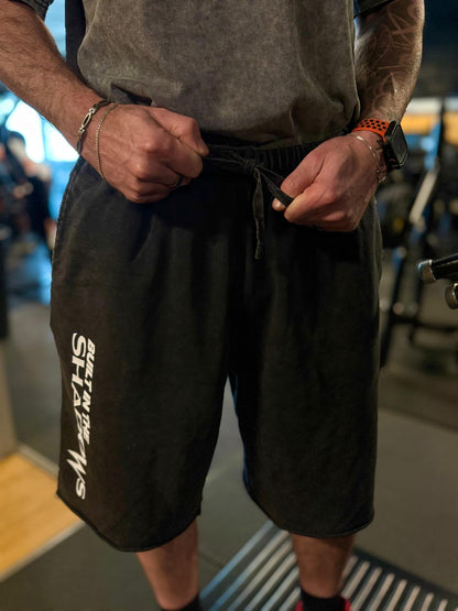 Mens Jogger Shorts in Washed Black