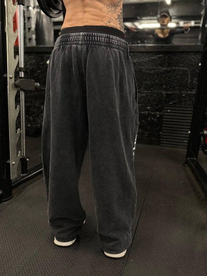 Vintage Washed Black Double Waistband Joggers
