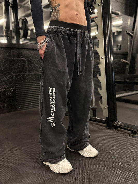 Vintage Washed Black Double Waistband Joggers