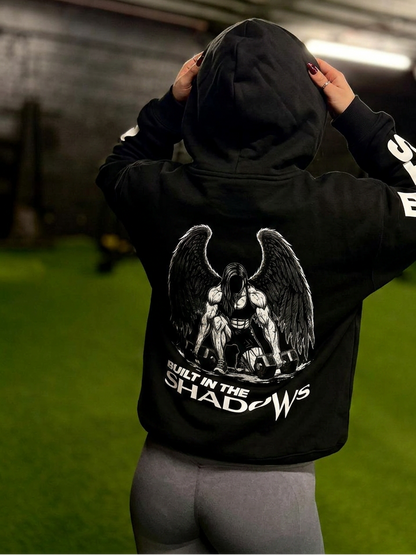 Womens Black Angel Oversized Fleeced Hoodie