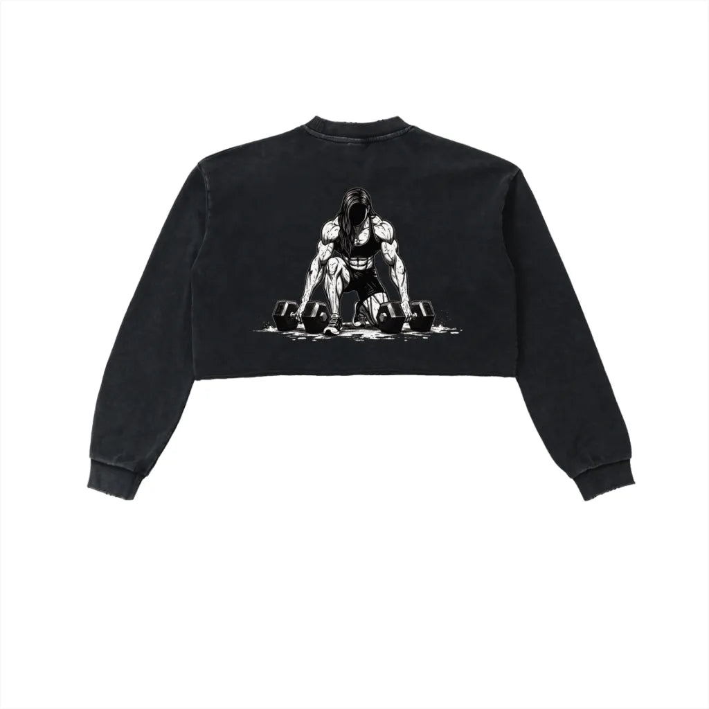 Womens Weightlifter Snow Washed Cropped Sweater