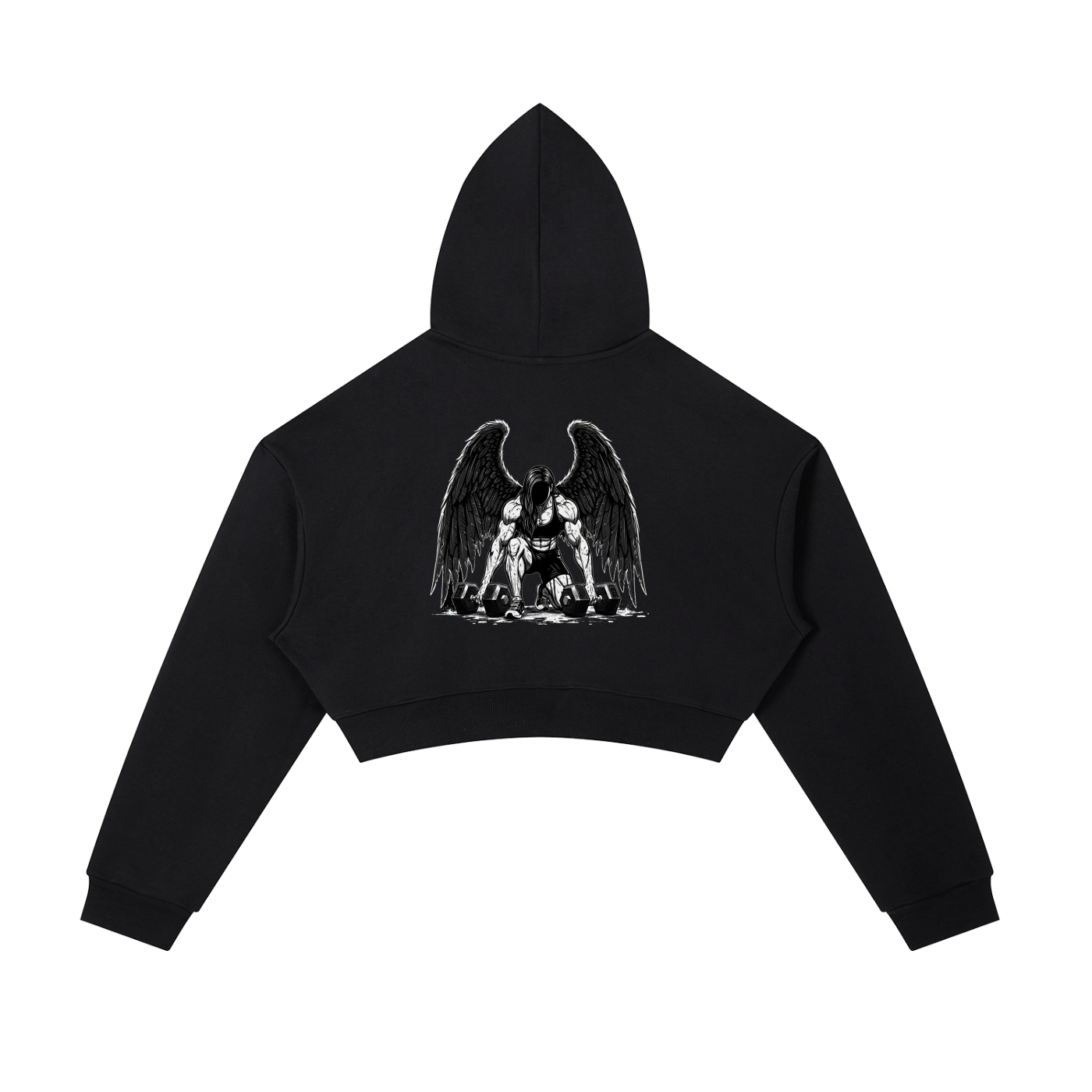 Cropped  Full Zip Womens Hoodie Angel Weightlifter
